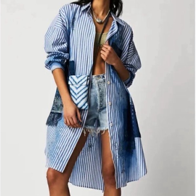 Free People By Nigel Preston Huntress Shirt Dress Nwt Xs/S (Very Oversized)